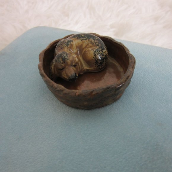 Otagiri OMC Sleeping Dog in Basket Figurine Two Piece Ceramic Vintage Japan - Picture 11 of 12